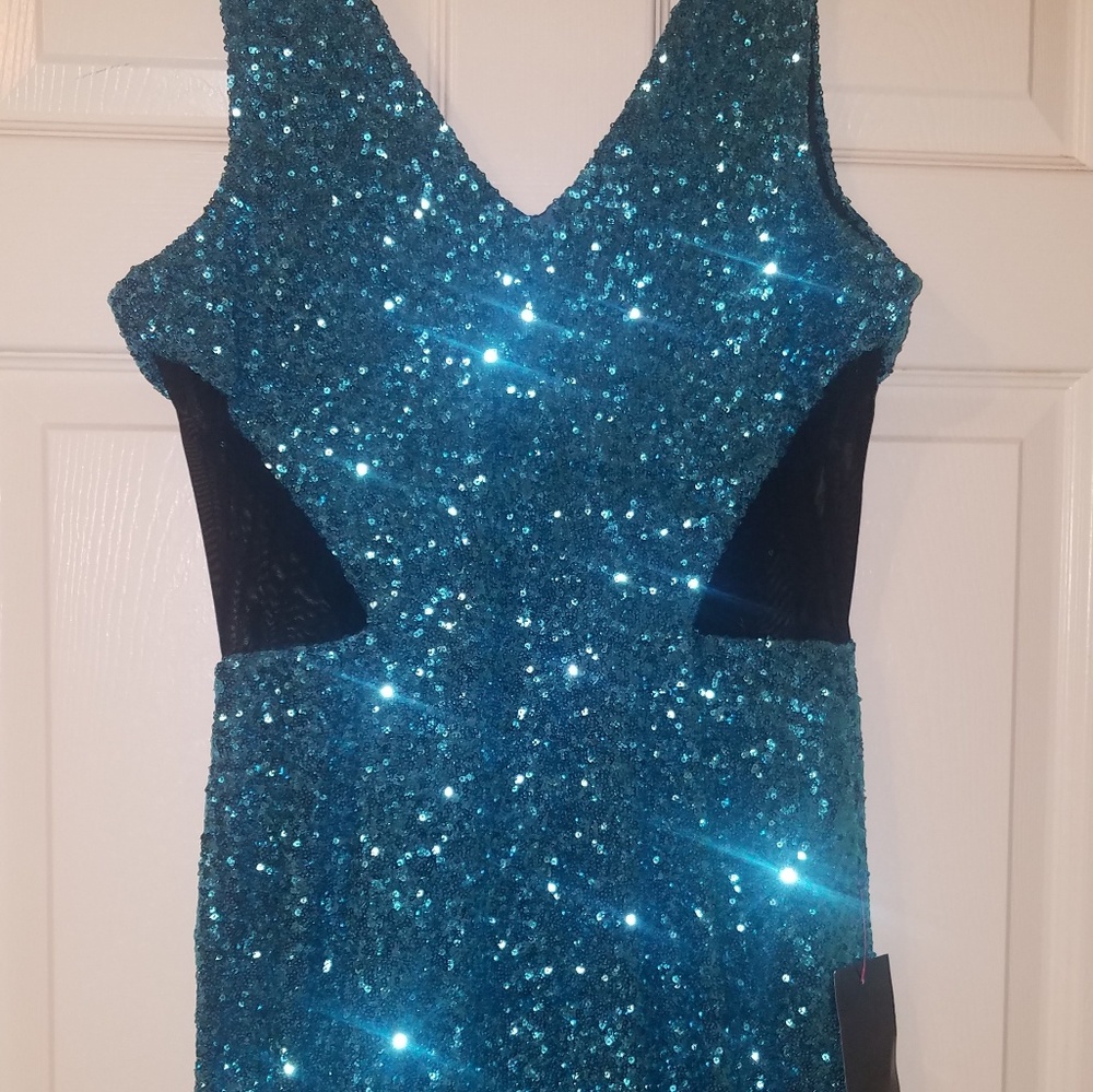 Blue Sequin Dress - Picture 2 of 4